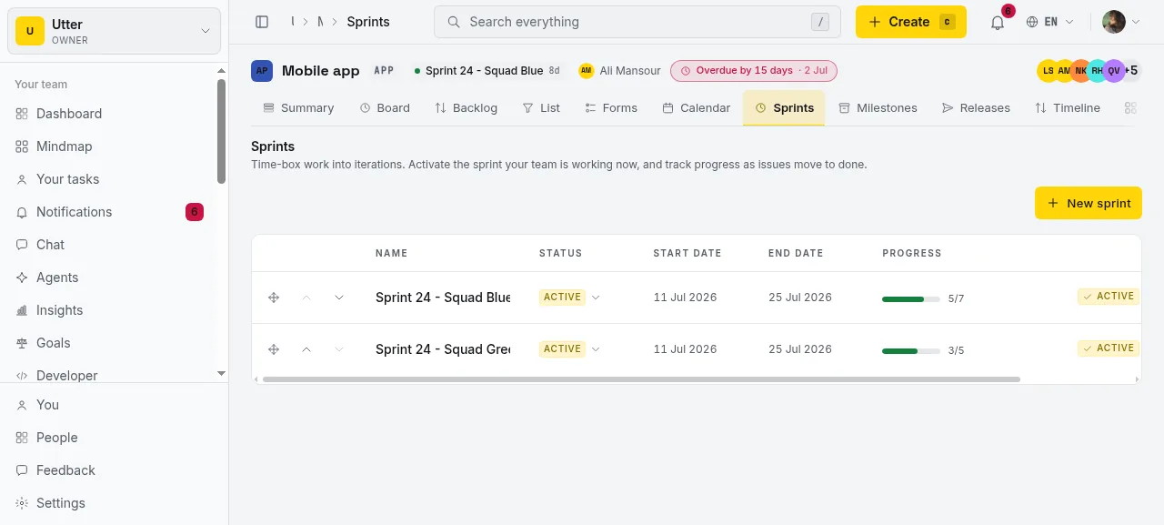 Two sprints active at the same time in one project